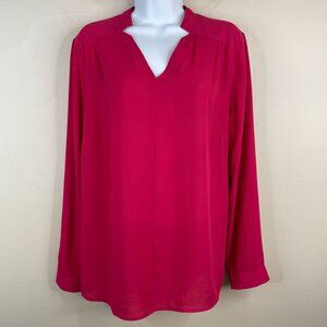 Talbots Pullover Tunic Top Womens Large Pink Career Casual Feminine Long Sleeve